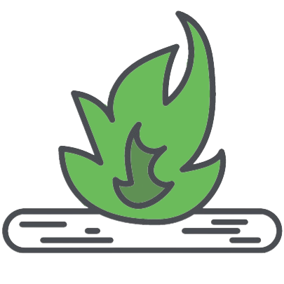 Green and grey fire icon